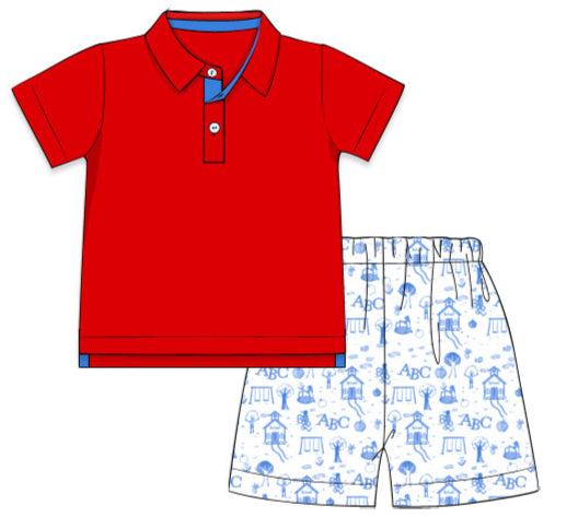 School Toile Boy Shorts Set