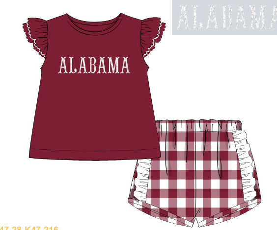 Alabama French Knot Girl Shorts Set