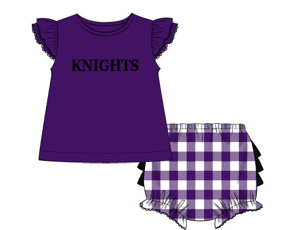 Knights French Knot Girl Diaper Set