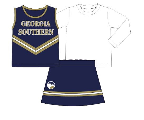 Blue and White Cheer Skirt Set