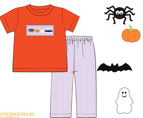 Halloween Smocked Collection Boy Pants Set