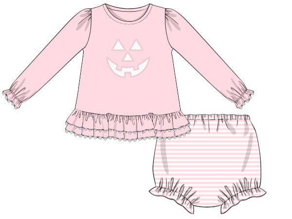 Mini Dot Pumpkin Girl Diaper Set