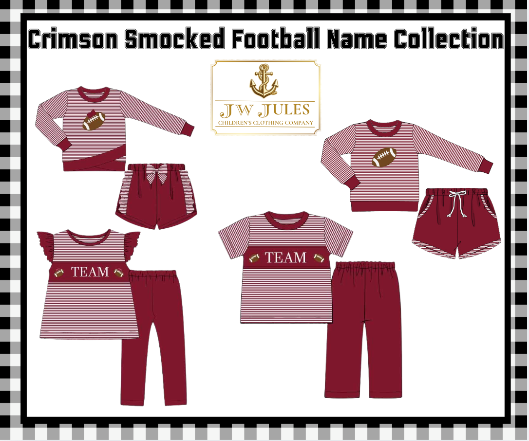 Crimson Smocked Football Name Collection