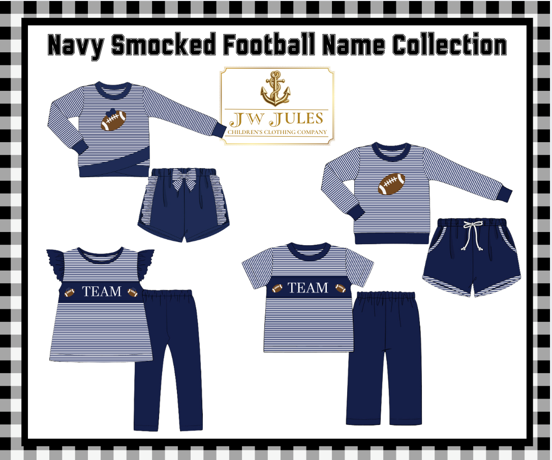 Navy Smocked Football Name Collection