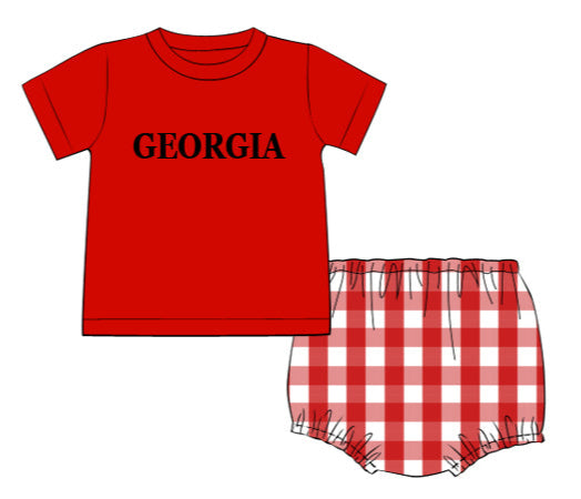 Red and Black French Knot Boys Diaper Set