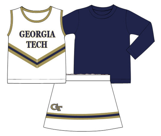Gold and White Cheer Skirt Set