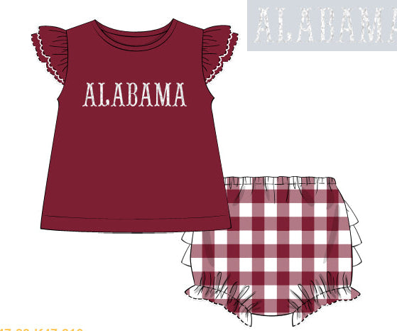 Alabama French Knot Girl Diaper Set