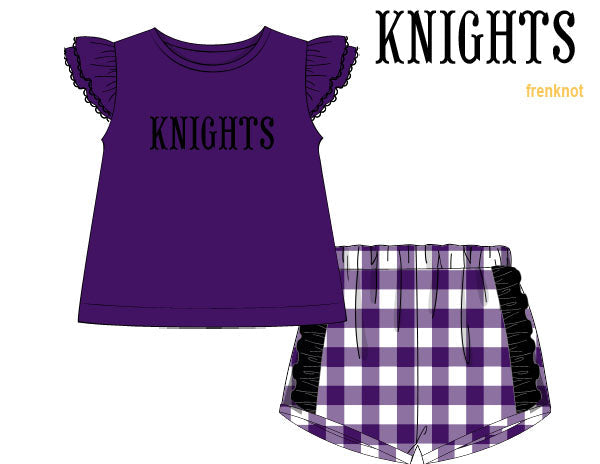 Knights French Knot Girl Shorts Set