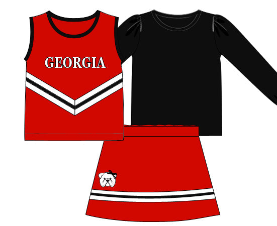 Red and Black Cheer Skirt Set