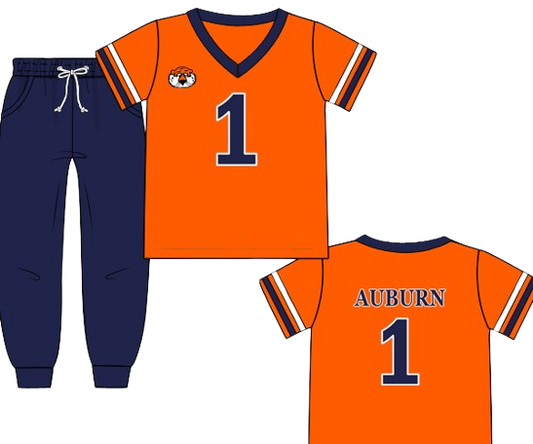 Navy and Orange Boys Jersey Set