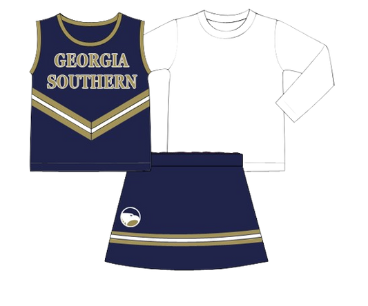 Blue and White Cheer Skirt Set