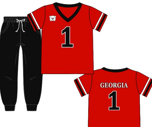 Red and Black Boys Jersey Set