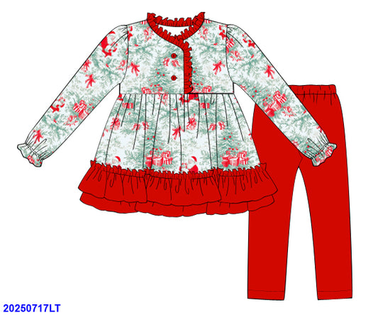 Green Santa Girl Pajama Pants Set