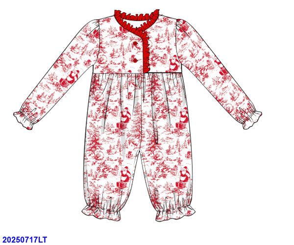 Red Santa Girl Romper Pajamas