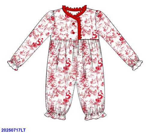 Red Santa Girl Romper Pajamas