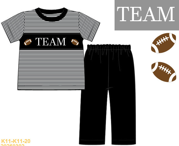 Black Football Name Smock Boy Pants Set