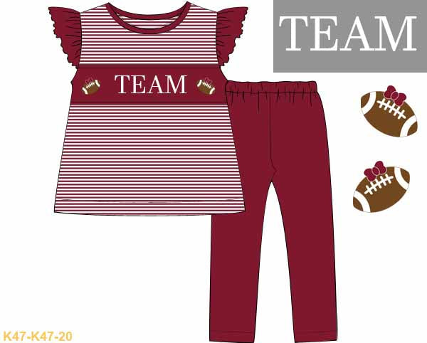 Crimson Football Name Smock Girl Pants Set