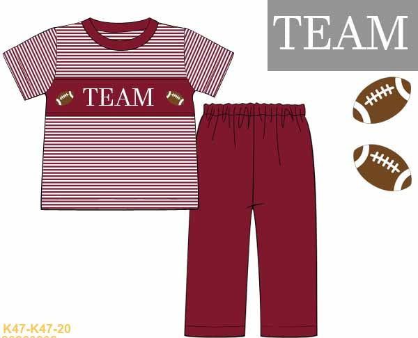 Crimson Football Name Smock Boy Pants Set