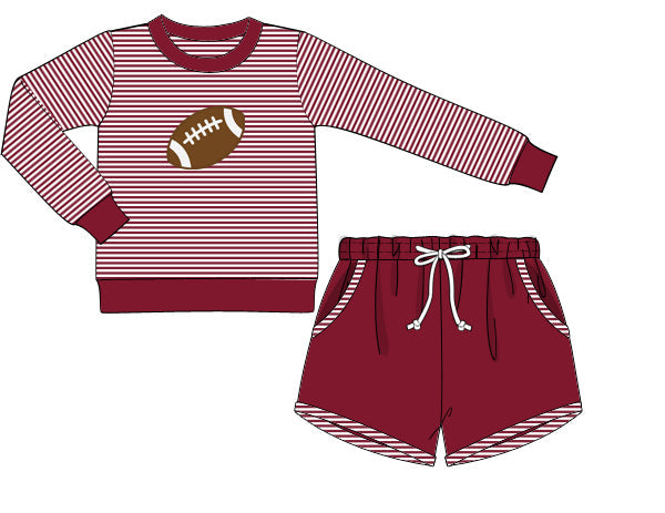 Crimson Football Applique Boy Shorts Set