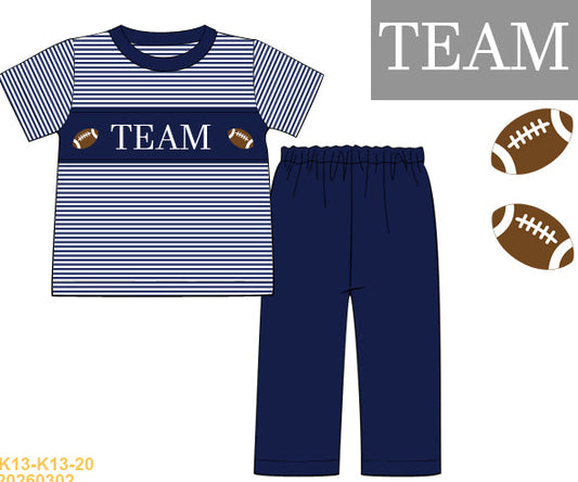 Navy Football Name Smock Boy Pants Set