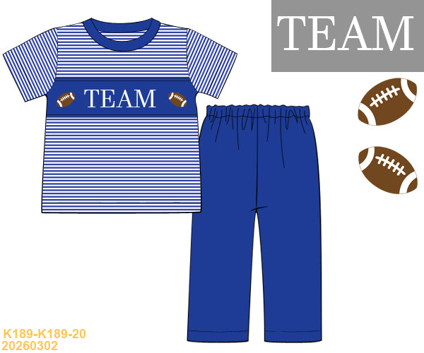 Blue Football Name Smock Boy Pants Set