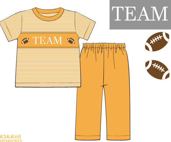 Yellow Football Name Smock Boy Pants Set