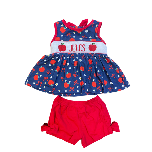 Apple Name Smock Girl Shorts Set