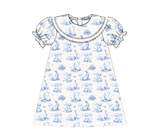 912 Blue and White Bunny Dress