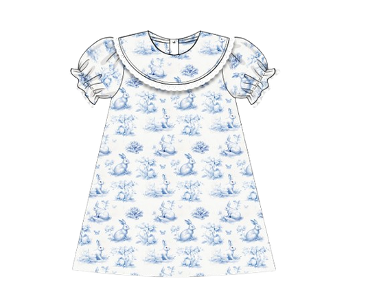 912 Blue and White Bunny Dress