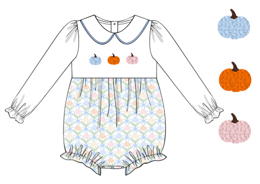 French Knot Pumpkin Girl Bubble