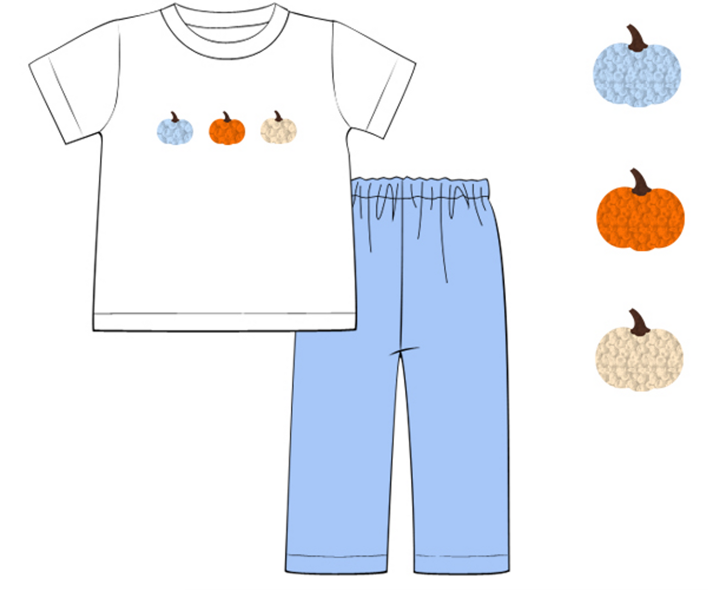 French Knot Pumpkin Boy Pants Set