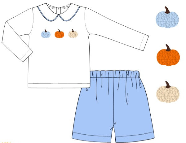 French Knot Pumpkin Boy Shorts Set