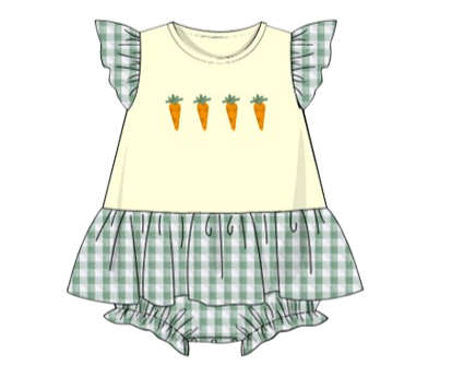 923 French Knot Carrot Girl Diaper Set