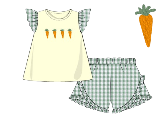 923 French Knot Carrot Girl Shorts Set