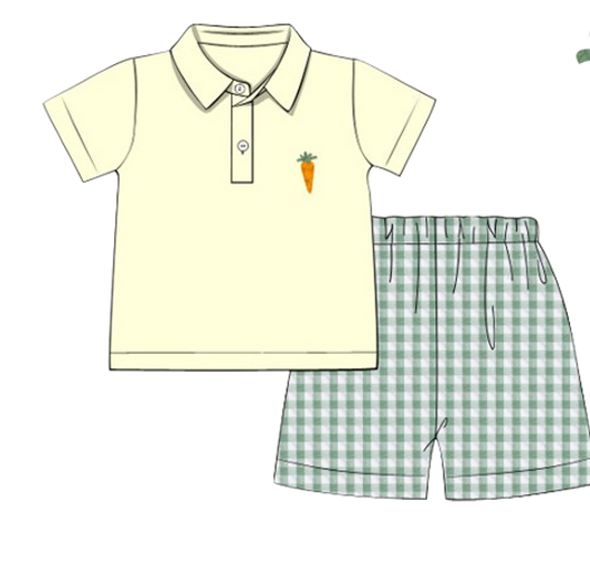 926 French Knot Carrot Polo Boy Shorts Set