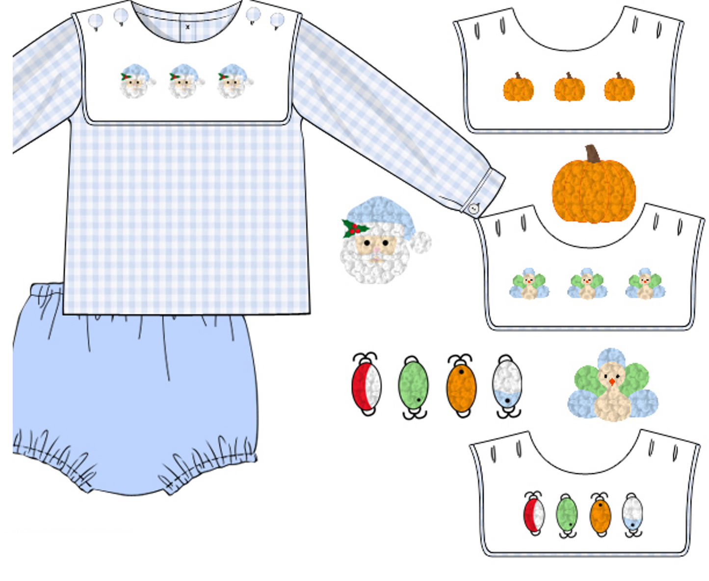 Interchangeable Bib Boy Diaper Set
