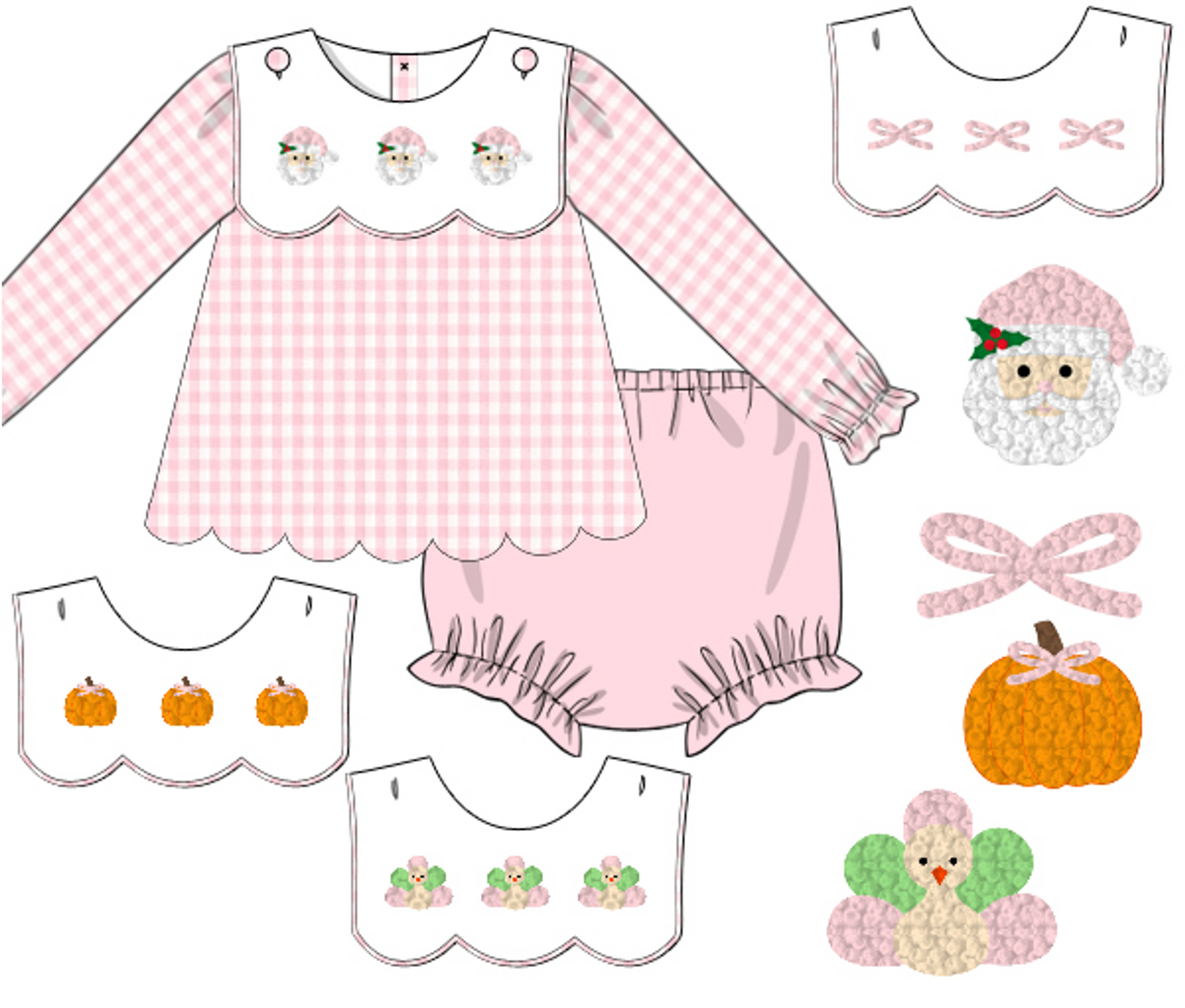 Interchangeable Bib Girl Diaper Set