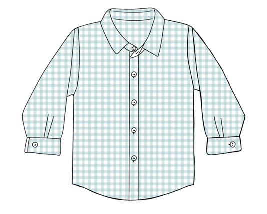 921 Sage Check Button Up