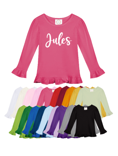 Single Name Long Sleeve Ruffle Shirt