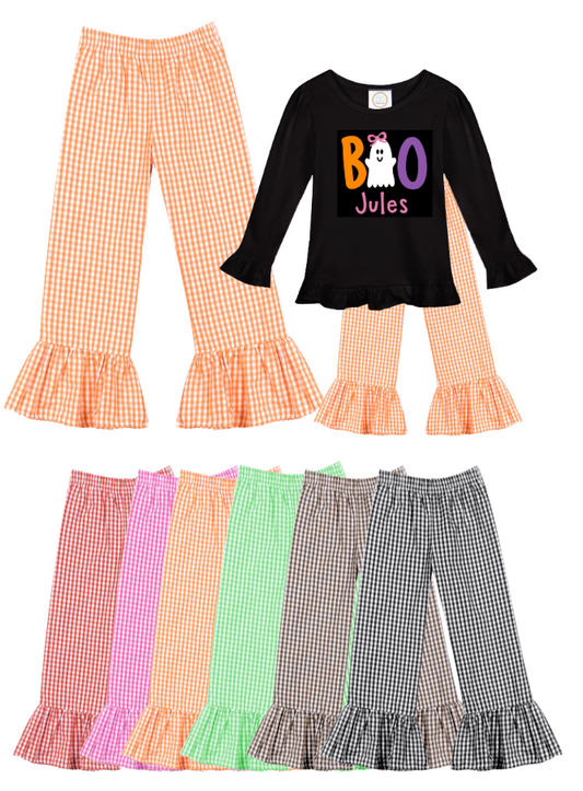 Ruffle Bottom Gingham Woven Pants