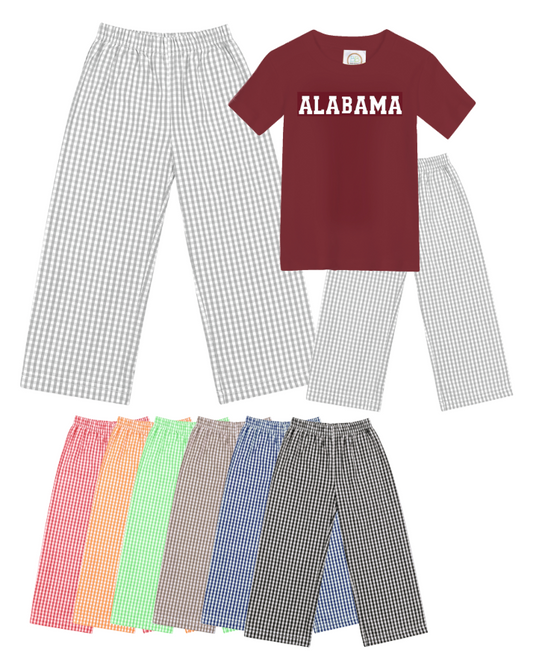 Straight Bottom Gingham Woven Pants