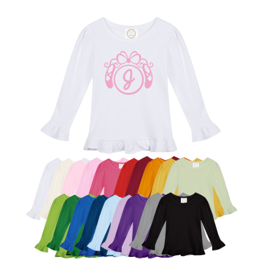 Ballet Initial Long Sleeve Ruffle Shirt