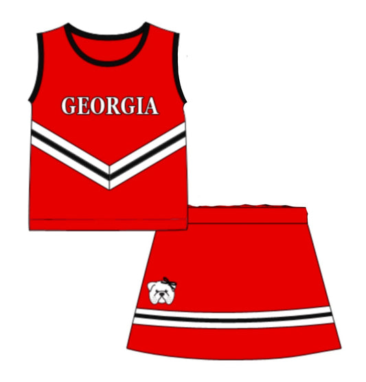 Red and Black Cheer Skirt Set without shirt
