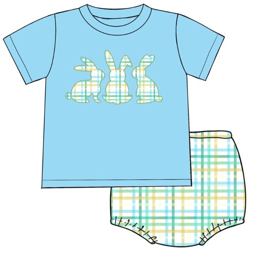 916 Bunny Trio Boy Diaper Set