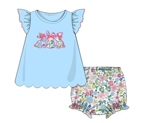 914 Bunny Trio Girl Diaper Set