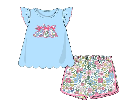 915 Bunny Trio Girl Shorts Set